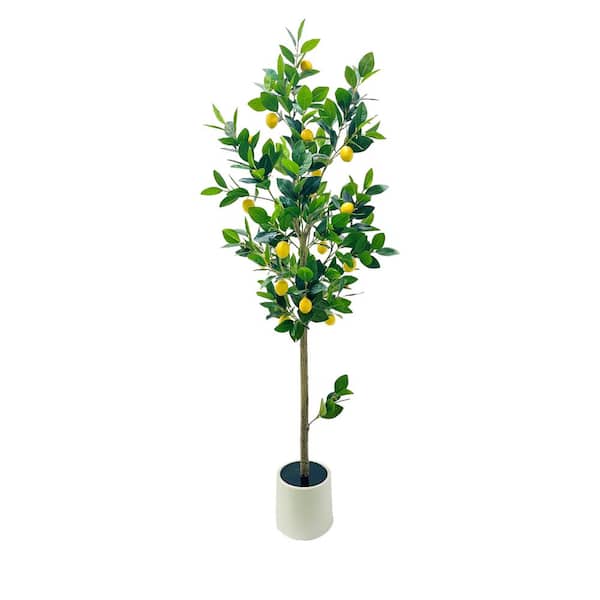 5 ft. Artificial Lemon Tree, Faux Lemon Tree Realistic Decorative Plant in Pot for Indoor Outdoor, Living Room