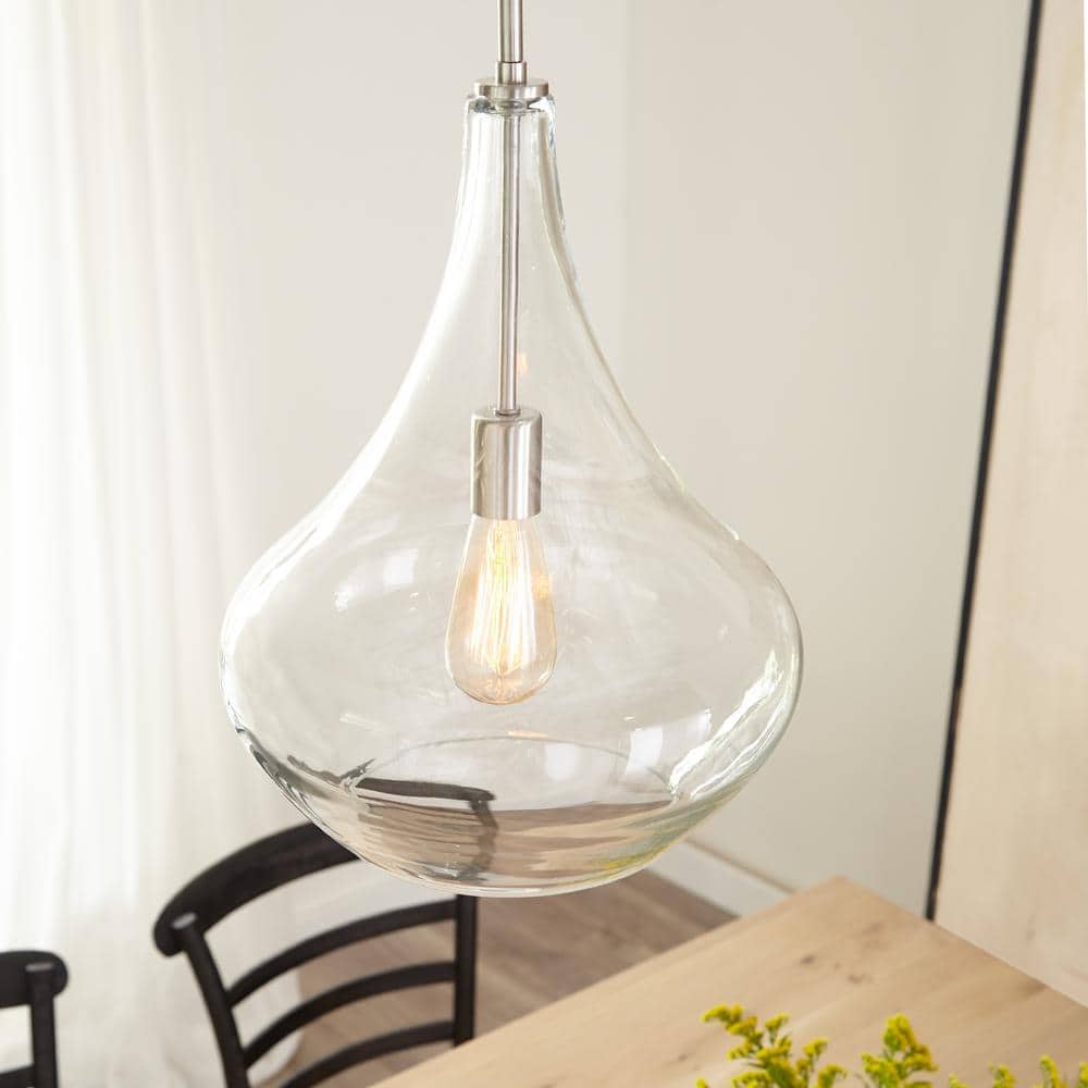 Mora Vintage Dome Pendant in Brushed Nickel with Glass Shade