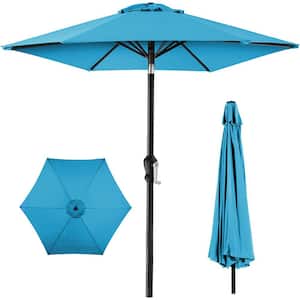 10ft Outdoor Steel Polyester Market Patio Umbrella w/Crank, Easy Push Button, Tilt, Table Compatible - Blue