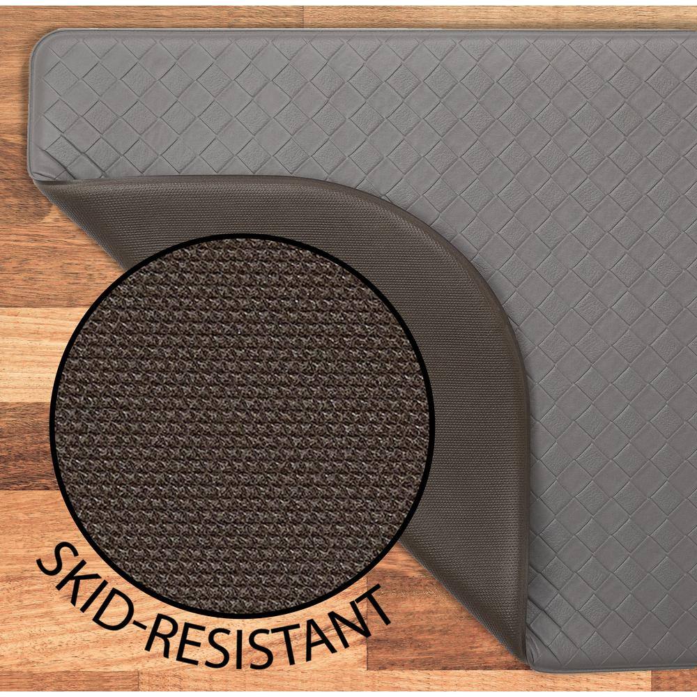 Gray 48" PVC Basketweave Anti-Fatigue Kitchen Mat