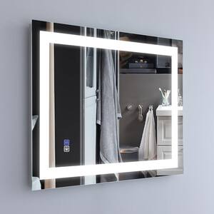 24 in. W x 32 in. H Rectangular Frameless Wall Mounted Anti-Fog Dimmable LED Bathroom Vanity Mirror