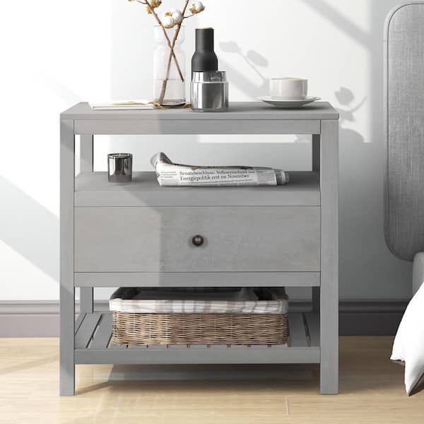 Unbranded Gray Modern Wooden Nightstand with Drawers Storage for Living Room or Bedroom