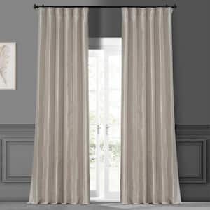 Antique Beige Faux Silk Rod Pocket Room Darkening Curtain - 50 in. W x 120 in. L (1 Panel)