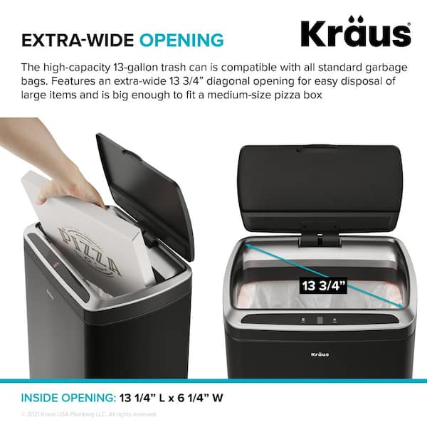 KRAUS 3000P 未使用品 黒 KRAUS Garbage Pro Rectangular 13 Gal. Touchless Motion Sensor