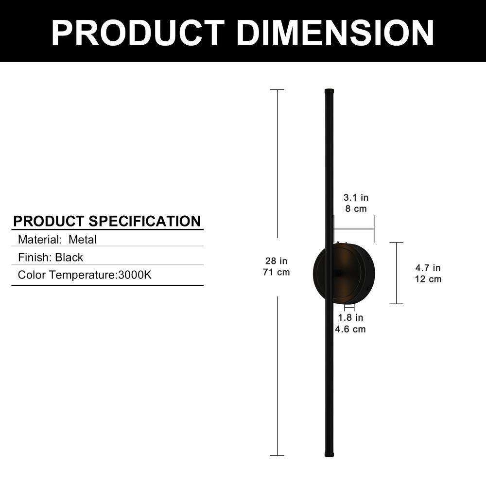 Black Metal Dimmable Battery Operated LED Wall Sconce