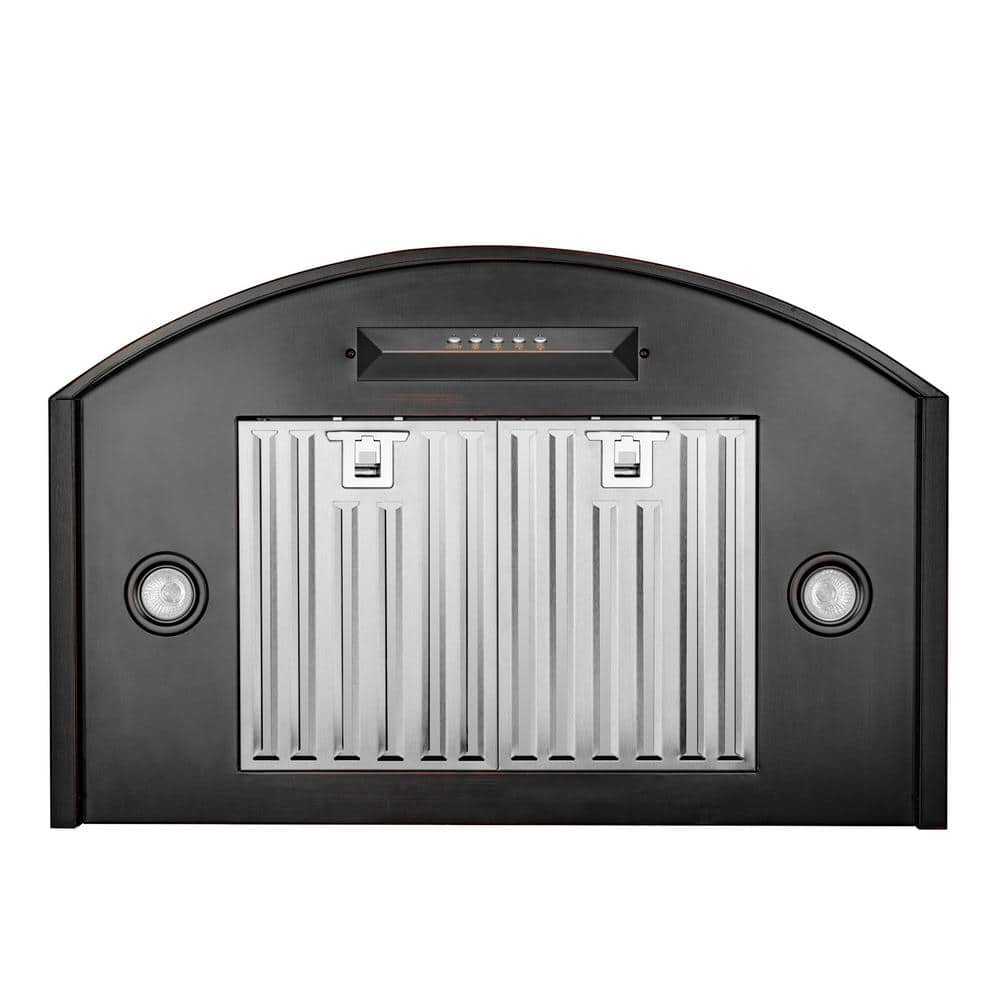 30-Inch Vine Embossed Copper Convertible Wall-Mounted Range Hood