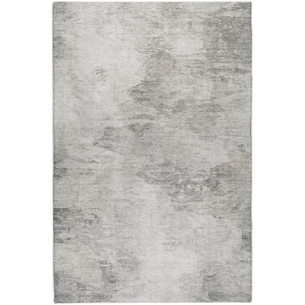 Dream Shag Premium Machine Washable Abstract ADS592 Silver 10 ft. x 14 ft. Area Rug