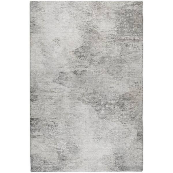 Dream Shag Premium Machine Washable Abstract ADS592 Silver 9 ft. x 12 ft. Area Rug
