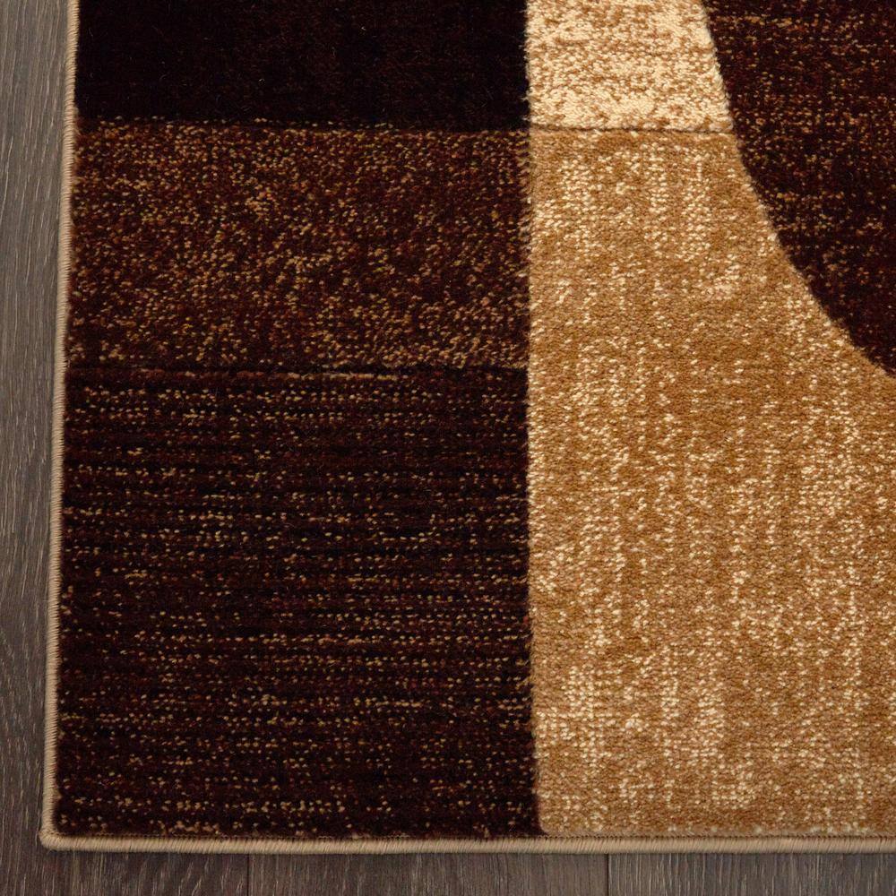 Brown and Beige Geometric Synthetic 8' x 10' Area Rug