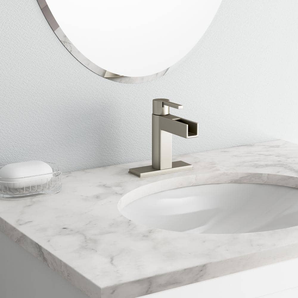Vega Modern 7.66" Brushed Nickel Lever Handle Bathroom Faucet