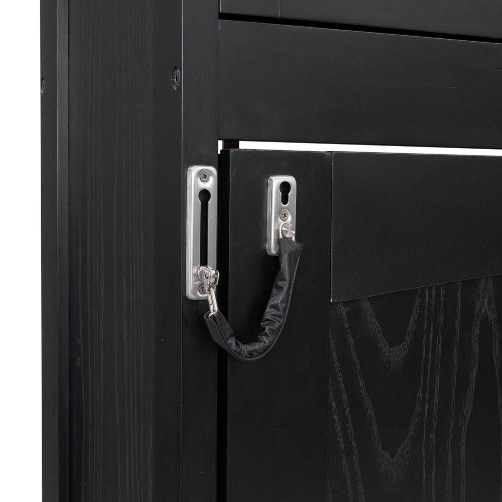 Rustic Black Solid Wood Frame Queen Size Murphy Bed with Storage Cabinets - thumbnail 7