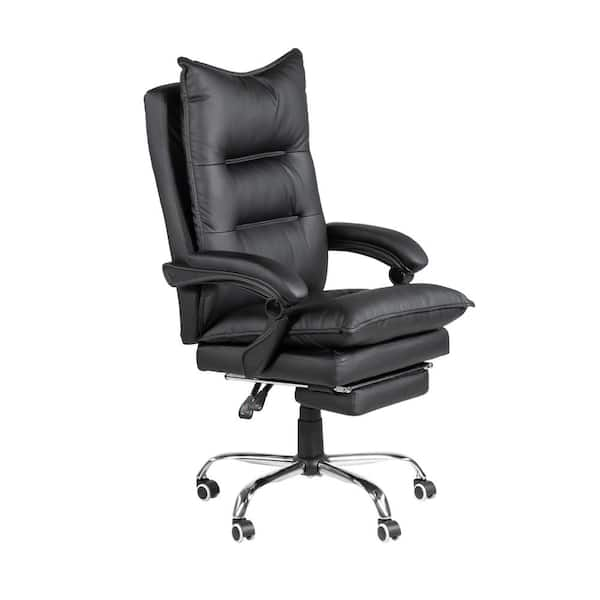 Luxuriously Padded High Back Black Leather Executive Office Chair