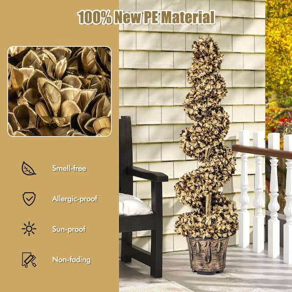 Mecale 4 ft. Gold Artificial Topiary Spiral Tree in Vintage