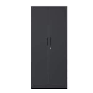 4-Tier 71 in. H Black Metal File Cabinet Locker with Adjustable Shelves and 2-Doors