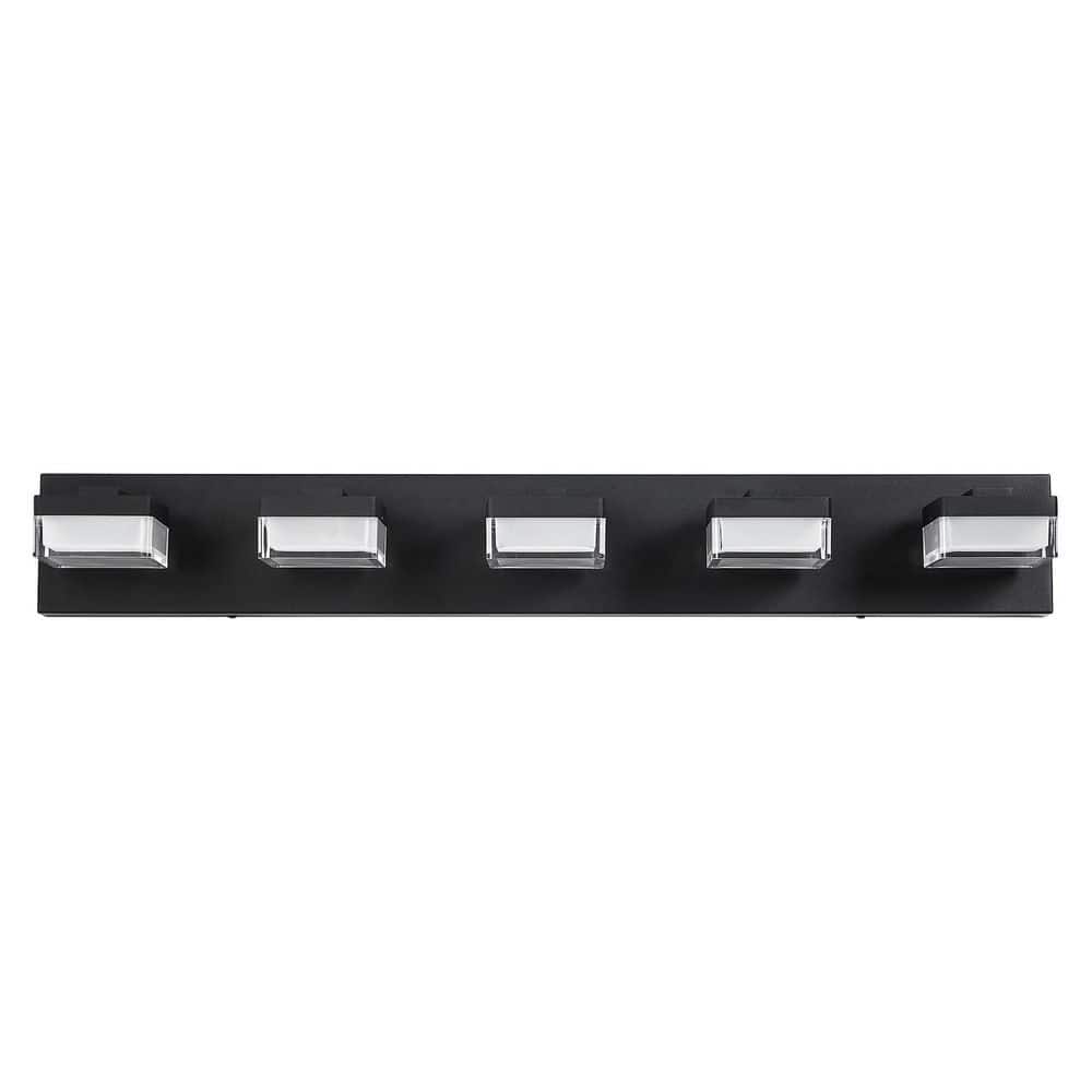 32 in. 5-Light Black Modern Dimmable LED Vanity Light with Acrylic Shade price history on PriceWatchPro