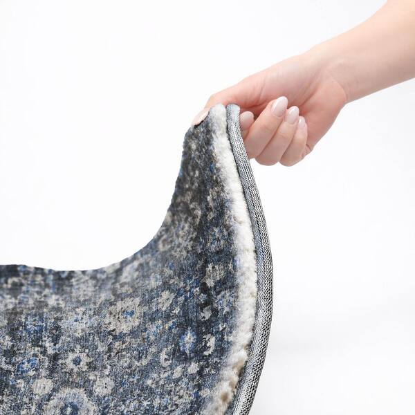 Dream Shag Premium Machine Washable Abstract ADS651 Blue 8 ft. x 8 ft. Round Rug