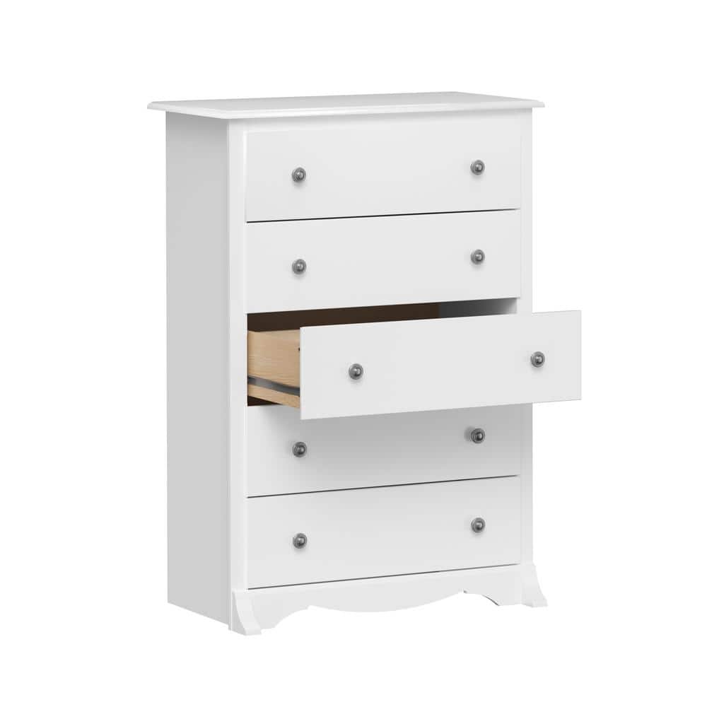 Fremont White 5-Drawer Tall Dresser in Laminated Composite Wood
