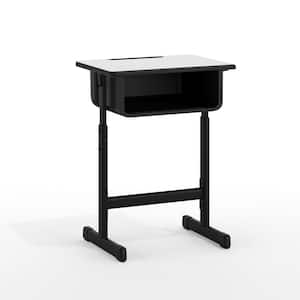 Billie 23.6" Grey/Black Metal Student Desk with Open Front and Adjustable Height Pedestal Frame