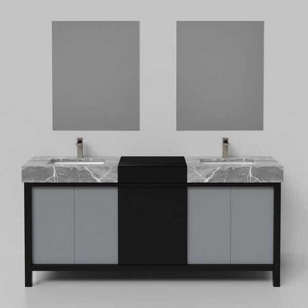 Lexora Zilara 72 in x 22 in D Black and Grey Double Bath Vanity