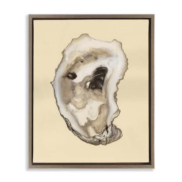 Stupell Industries Natural Oyster Shell by Michael Willett Brown Floater Frame Coastal Graphic Art Print 31 in. x 25 in.