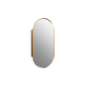 Verdera 20 in. W x 40 in. H Capsule Oval Framed Medicine Cabinet with Mirror in Moderne Brushed Gold