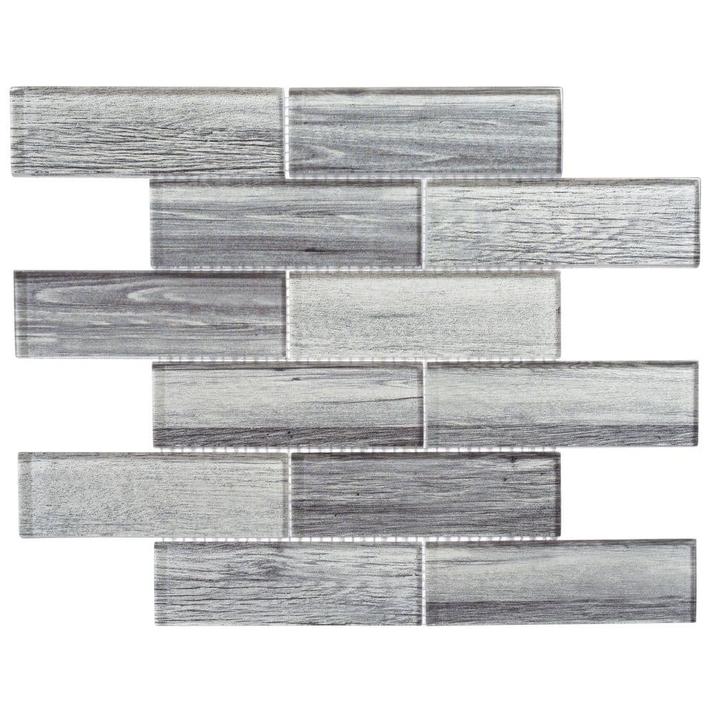 Migdal Smoked Gray 5 in. x 6.5 in. Smooth Glass Mosaic Wall Tile Sample