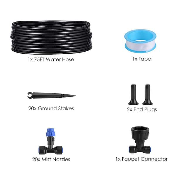 75FT Mist Drip Irrigation System Adjustable Nozzle Automatic Watering Kit for Garden Lawn Patio