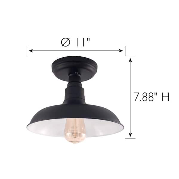 Kimball 11 in. 1-Light Matte Black Ceiling Light Semi-Flush Mount