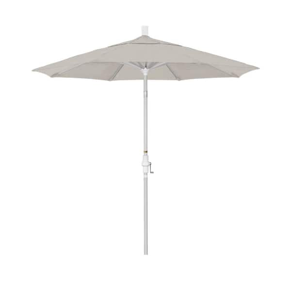 California Umbrella 7.5 ft. Matted White Aluminum Market Patio Umbrella Collar Tilt Crank Lift in Woven Granite Olefin