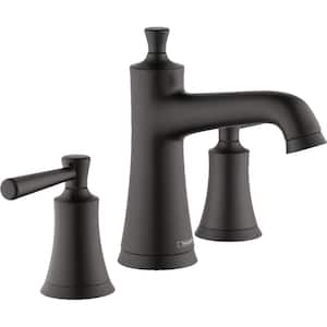 Joleena 8 in. Widespread Double Handle Bathroom Faucet in Matte Black
