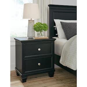 Lanolee Black 2 Drawers 25.13 in. W Nightstands