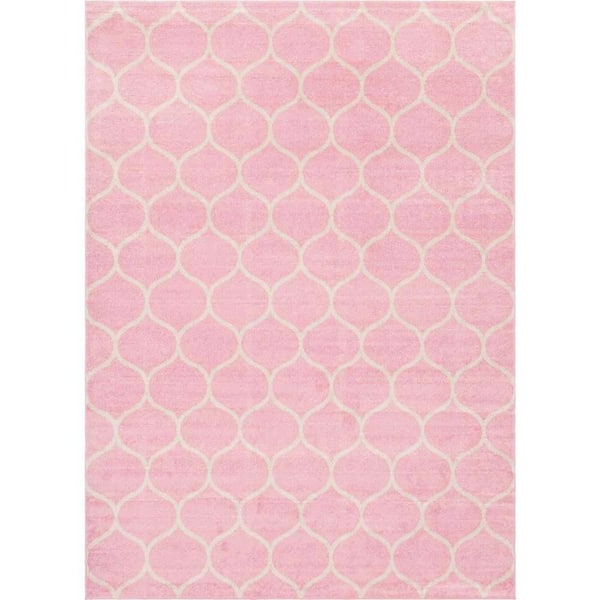 Unique Loom Trellis Frieze Rounded Pink 9' 0 x 12' 0 Area Rug