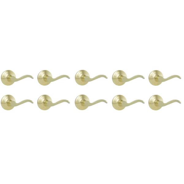 Naples Polished Brass Hall/Closet Door Lever 10-Pack