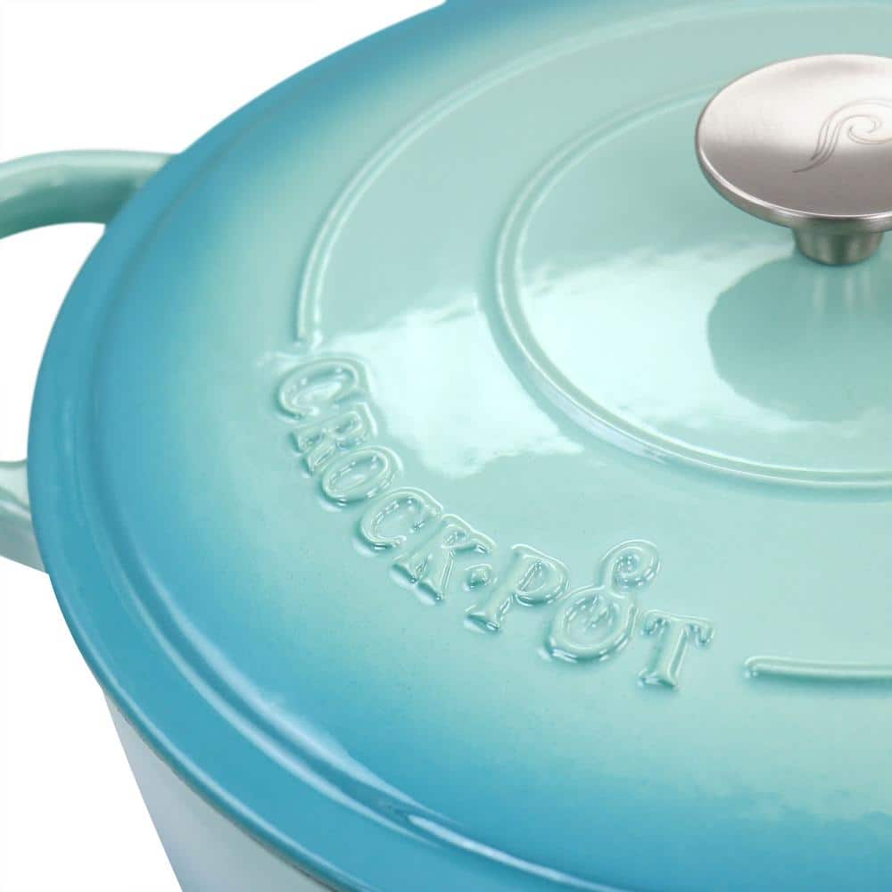 Aqua Blue Enameled Cast Iron Braiser with Lid, 5-Quart