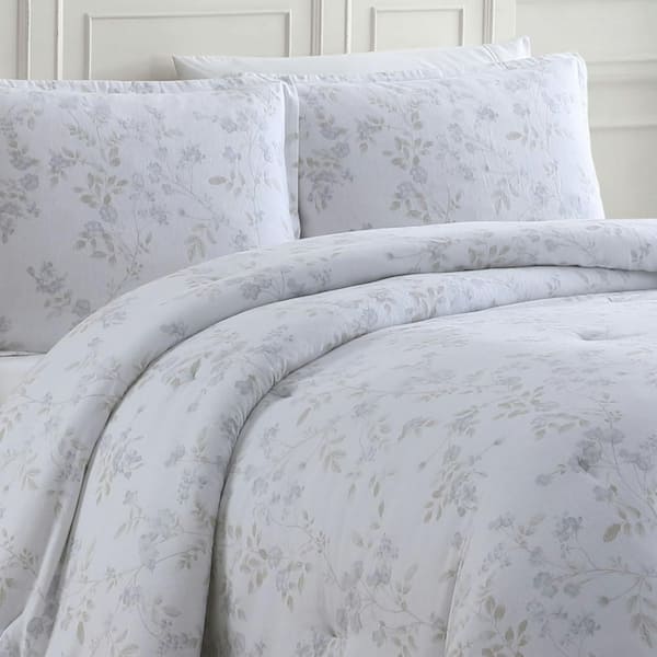 Laura Ashley Fawna 3 Piece Brown Floral Cotton Flannel King Comforter Set Ushsa51165247 The Home Depot