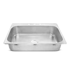 Graham Drop-In Crafted Stainless Steel 33 in. Single Bowl Kitchen Sink with Brushed Finish
