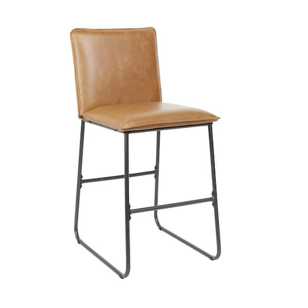 Silverwood Furniture Reimagined Trevor 24 in. Cognac Square Back Bar Stool