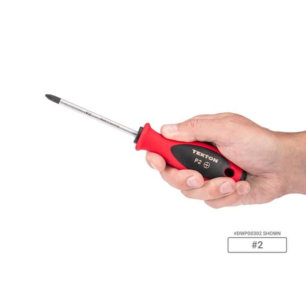 TEKTON Phillips Screwdriver Set-4,8 in. Shanks, 8-Piece (#0-#4