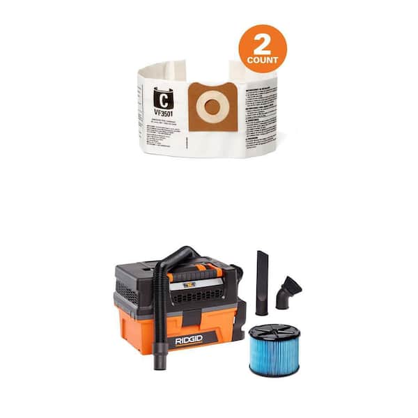VF3501 Dust Bags (2-Pack) and 3 Gal 5.0 Peak HP NXT Wet Dry Vac HD0300 Combo