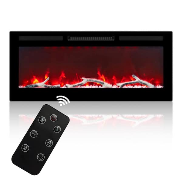 Mondawe 4780BTU 42 in. Wall-Mounted/Recessed Electric Fireplace Insert with Double Overheat Protection, Child Lock, Low Noise