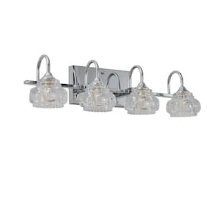 22.8 in. 4-Light Brushed Nickel Retro Wall Bathroom Vanity Light with Crystal Shade, G9 Bulbs no Include