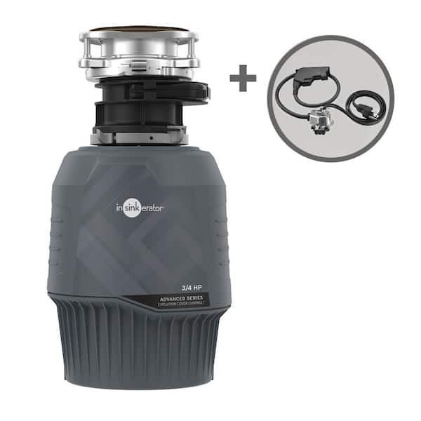 Evolution Cover Control, 3/4 HP Batch Feed Food Waste Disposer, Advanced Series Garbage Disposal with Power Cord Kit