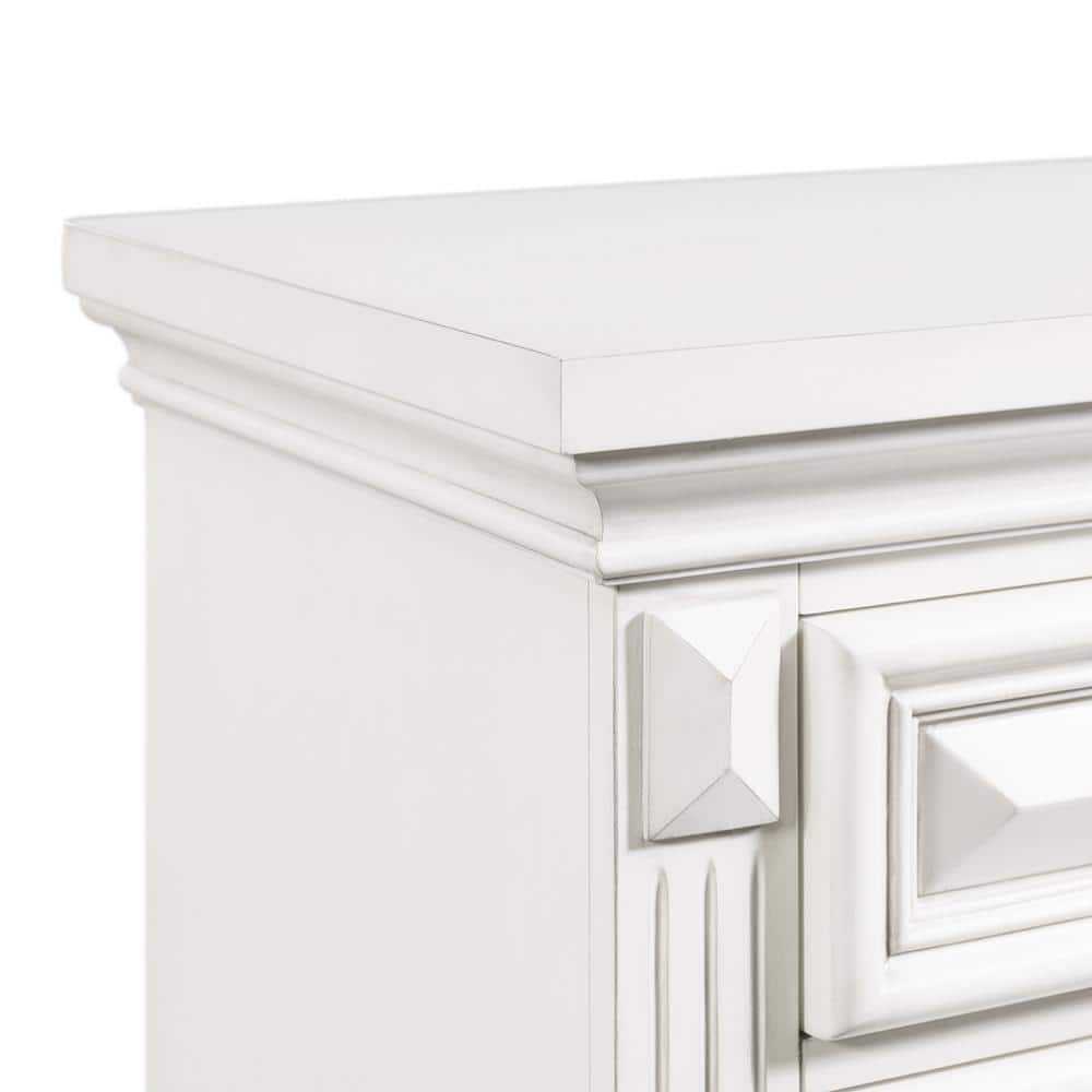 White Transitional 7-Drawer Dresser with Felt Lined Top Drawers