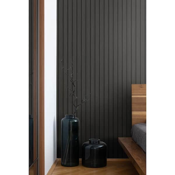 Stacy Garcia Home Faux Wooden Slats Peel and Stick Wallpaper - 20.5 in. W x 18 ft. L - Charcoal