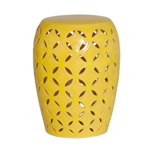 Lattice Yellow Ceramic 20 in. Garden Stool