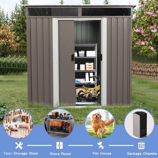 Unbranded - 6 ft. W x 5 ft. D Metal Outdoor Storage Shed, Tool Room with Base Vent 30 sq. ft. for Backyard