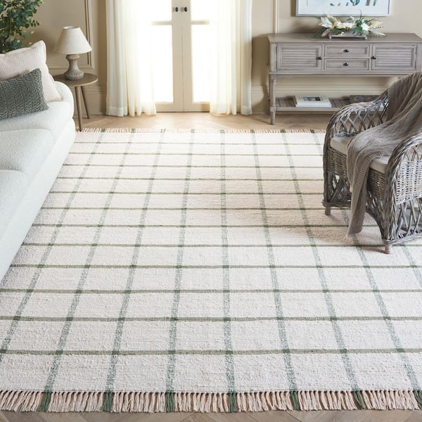 Montauk 8 ft. x 10 ft. Ivory/Green Geometric Lattice Area Rug