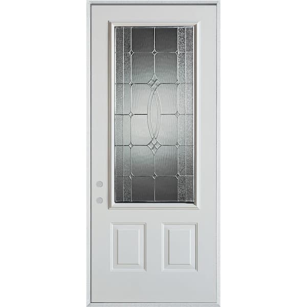 Stanley Doors 32 in. x 80 in. Diamanti Zinc 3/4 Lite 2-Panel Painted White Right-Hand Inswing Steel Prehung Front Door