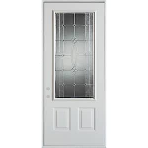 36 in. x 80 in. Diamanti Classic Zinc 3/4 Lite 2-Panel Painted White Right-Hand Inswing Steel Prehung Front Door