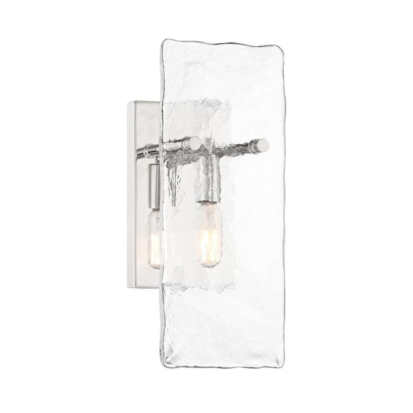 Savoy House Genry 5.5 in. 1-Light Polished Nickel Bathroom Vanity Light with Clear Rippled Glass Panes